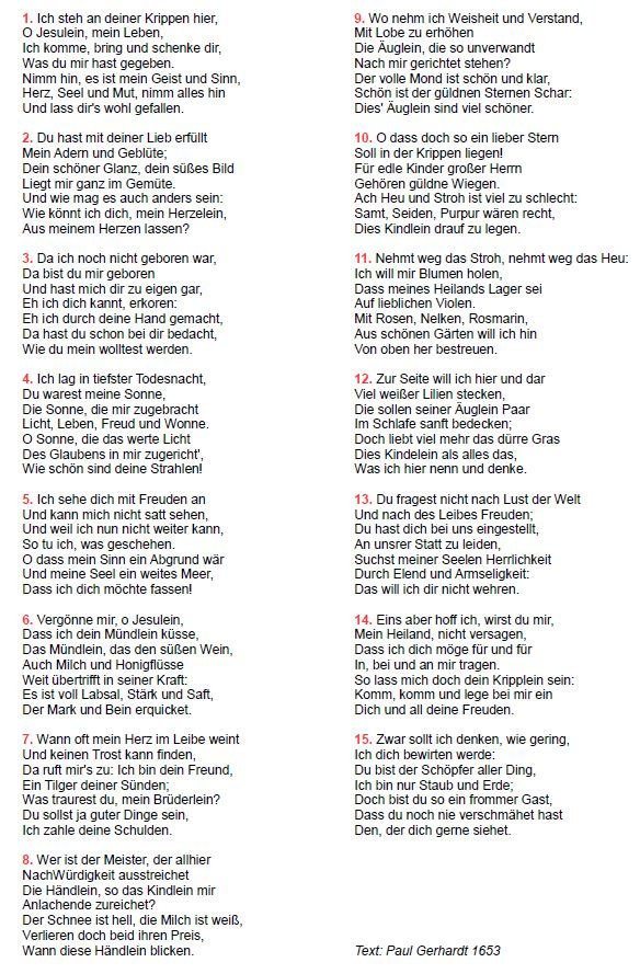 Lied: Ich steh an deiner Krippe (c) Text: Paul Gerhardt 1653