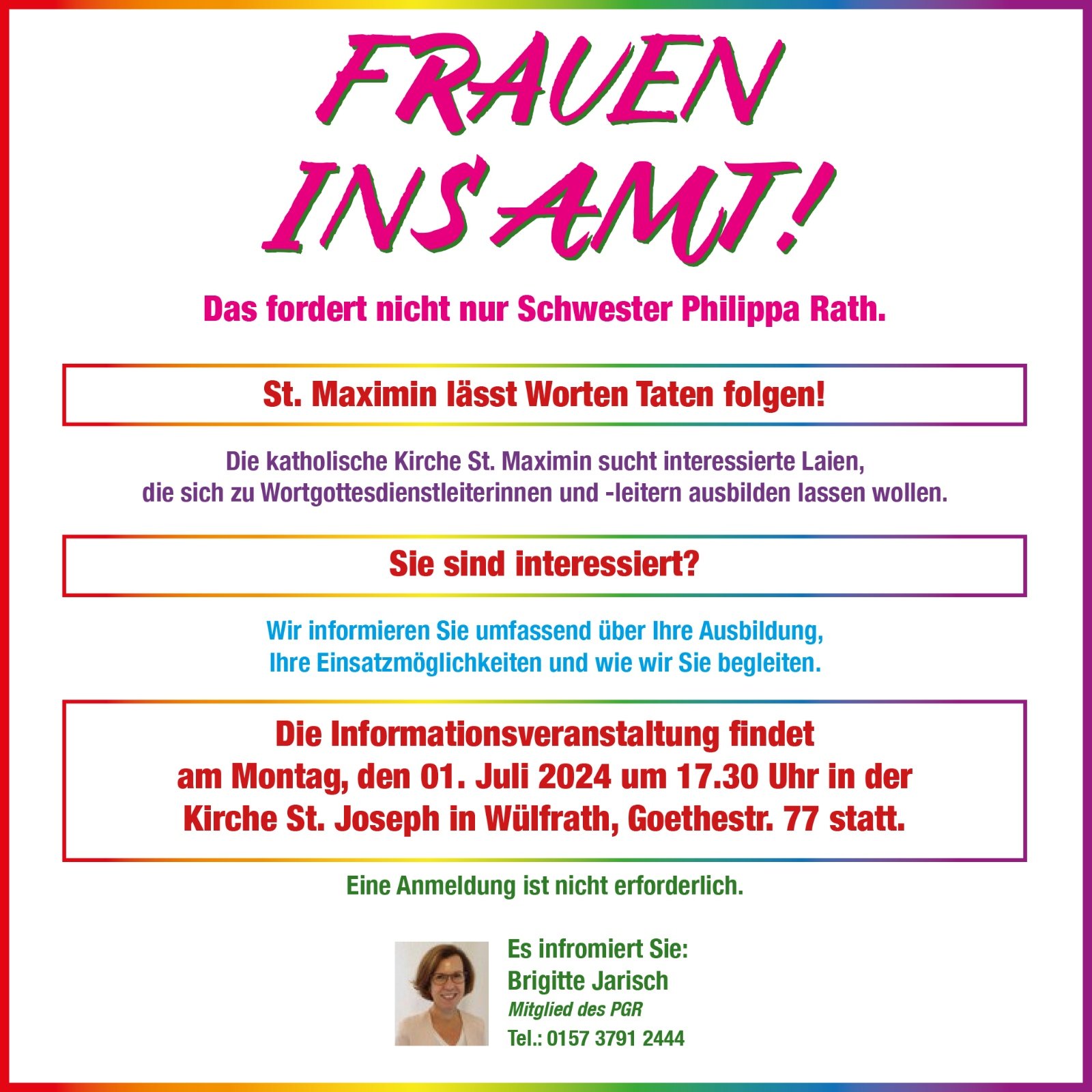 Ehrenamtskurs Leitung von Wortgottesdiensten mit Kommunionspendung, Wülfrath, Flyer